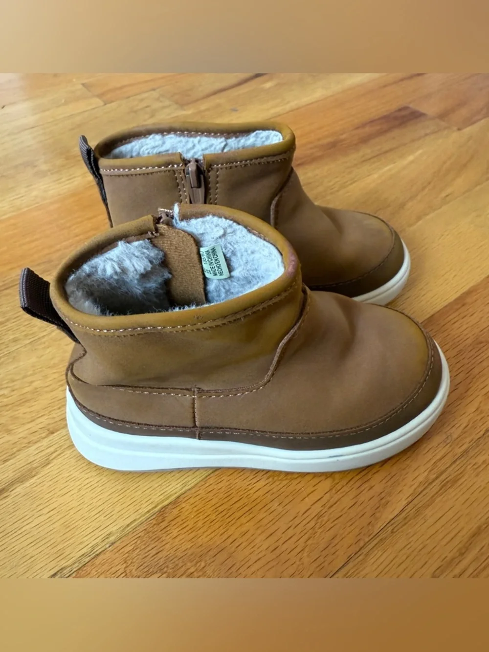ZARA Unisex Toddler’s Brown Faux Fur Lined Zip Up Boots Size 6